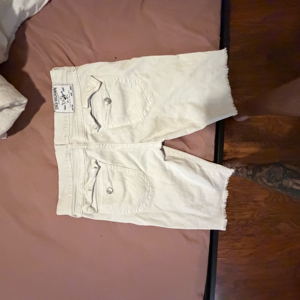 True Religion White Jean Shorts for Men